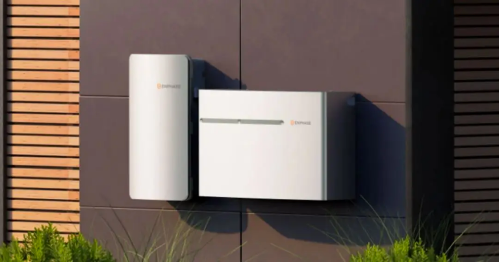 Image of Enphase battery backup installed outside of the home.